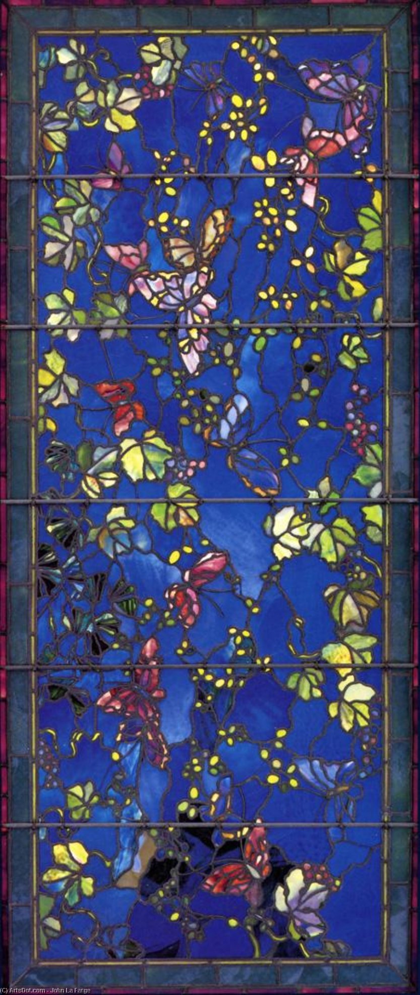 Wikioo.org - The Encyclopedia of Fine Arts - Painting, Artwork by John La Farge - Butterflies and Foliage 1