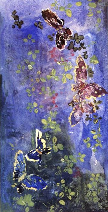 Wikioo.org - The Encyclopedia of Fine Arts - Painting, Artwork by John La Farge - Butterflies and Foliage
