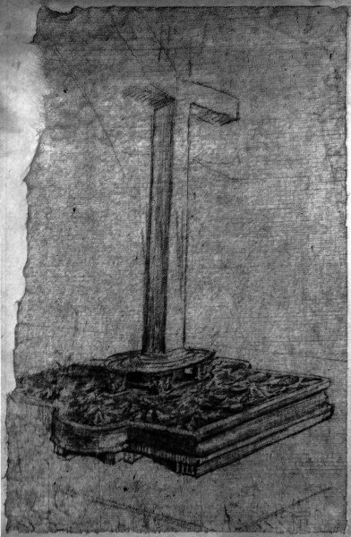 Wikioo.org - The Encyclopedia of Fine Arts - Painting, Artwork by John La Farge - Cross on a Decorated Base. Study for King Monument