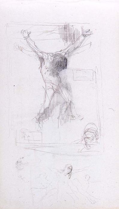 WikiOO.org - Enciklopedija likovnih umjetnosti - Slikarstvo, umjetnička djela John La Farge - Crucified Figure, Other Figures, Faces
