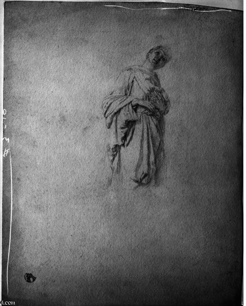 WikiOO.org - دایره المعارف هنرهای زیبا - نقاشی، آثار هنری John La Farge - Draped Female Figure, Looking Up