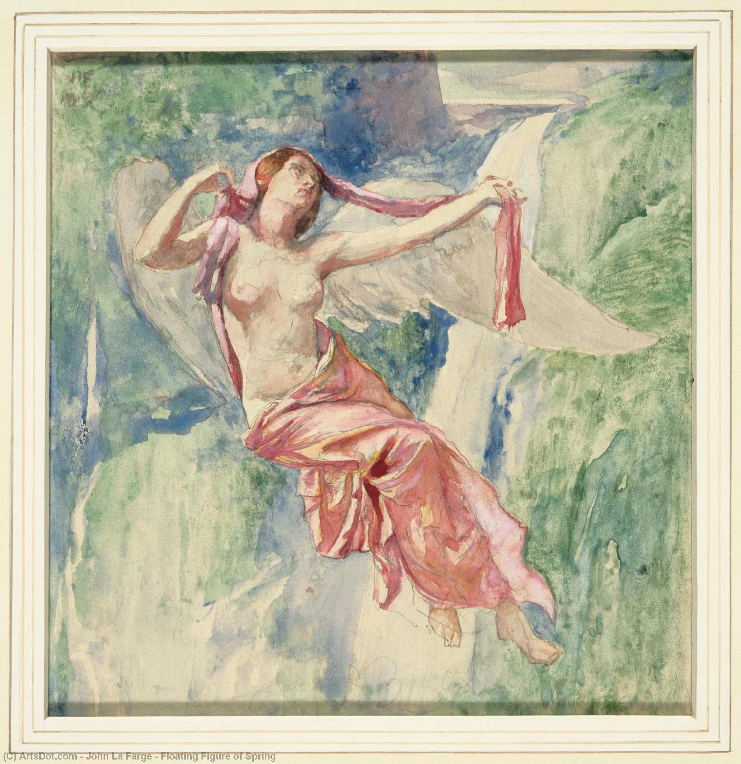 WikiOO.org - Enciclopédia das Belas Artes - Pintura, Arte por John La Farge - Floating Figure of Spring