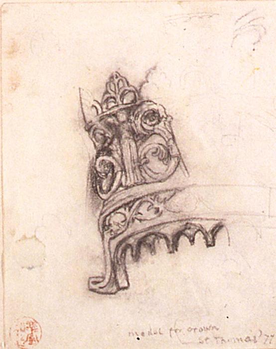 WikiOO.org - Enciklopedija likovnih umjetnosti - Slikarstvo, umjetnička djela John La Farge - Model for Crown, St. Thomas
