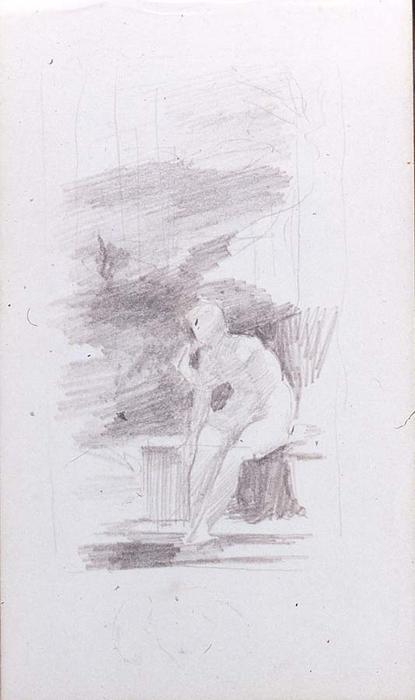 WikiOO.org - Enciclopedia of Fine Arts - Pictura, lucrări de artă John La Farge - Seated Nude in Landscape