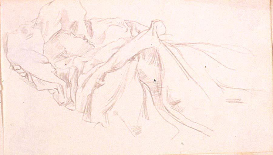WikiOO.org - Εγκυκλοπαίδεια Καλών Τεχνών - Ζωγραφική, έργα τέχνης John La Farge - Sleeping Figure Under Blankets