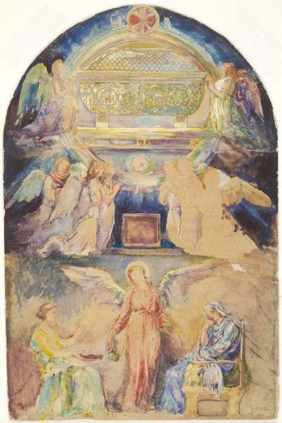 Wikioo.org – La Enciclopedia de las Bellas Artes - Pintura, Obras de arte de John La Farge - el ángel de ayuda