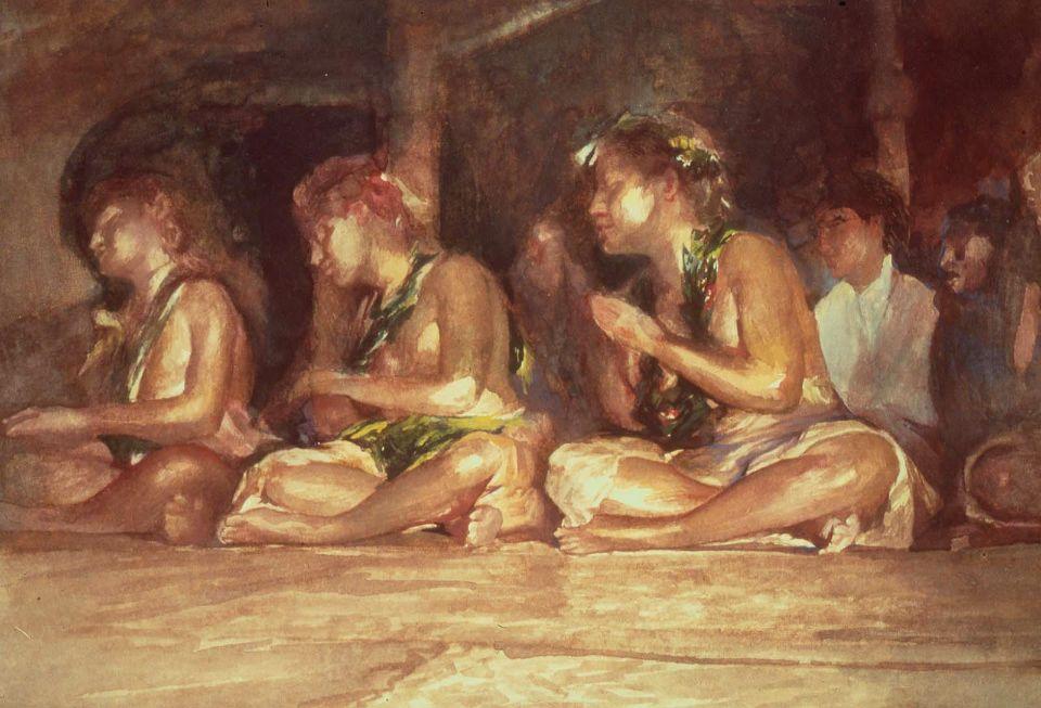 WikiOO.org - Encyclopedia of Fine Arts - Maľba, Artwork John La Farge - The Siva Dance, Samoa