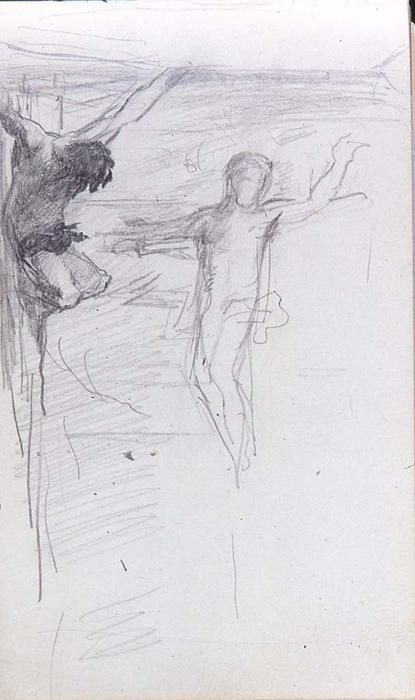 Wikioo.org - สารานุกรมวิจิตรศิลป์ - จิตรกรรม John La Farge - Two Figures on Crucifixes