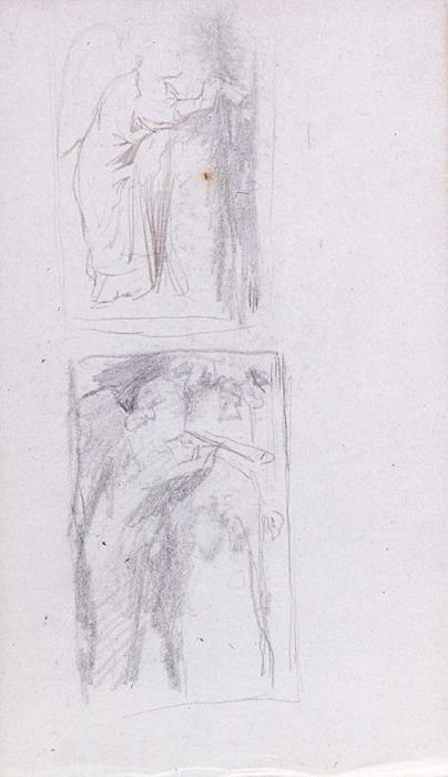 WikiOO.org - Encyclopedia of Fine Arts - Lukisan, Artwork John La Farge - Two Versions of Angel Blowing Horn