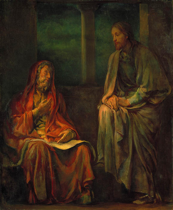 Wikioo.org - The Encyclopedia of Fine Arts - Painting, Artwork by John La Farge - Visit of Nicodemus to Christ