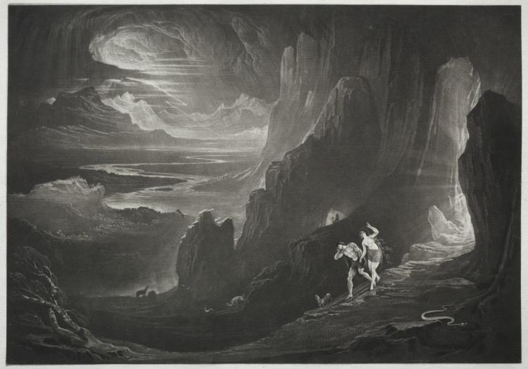 Wikioo.org - The Encyclopedia of Fine Arts - Painting, Artwork by John Martin - Paradise Lost. Adam and Eve Driven out of Paradise