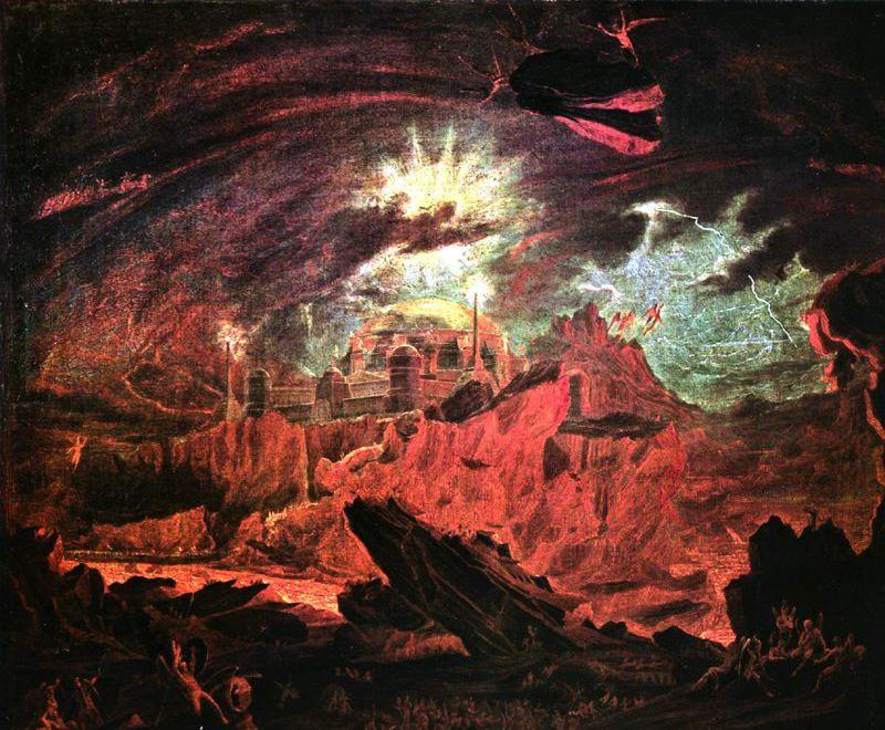 Wikioo.org - The Encyclopedia of Fine Arts - Painting, Artwork by John Martin - The Fallen Angels Entering Pandemonium, from Paradise Lost