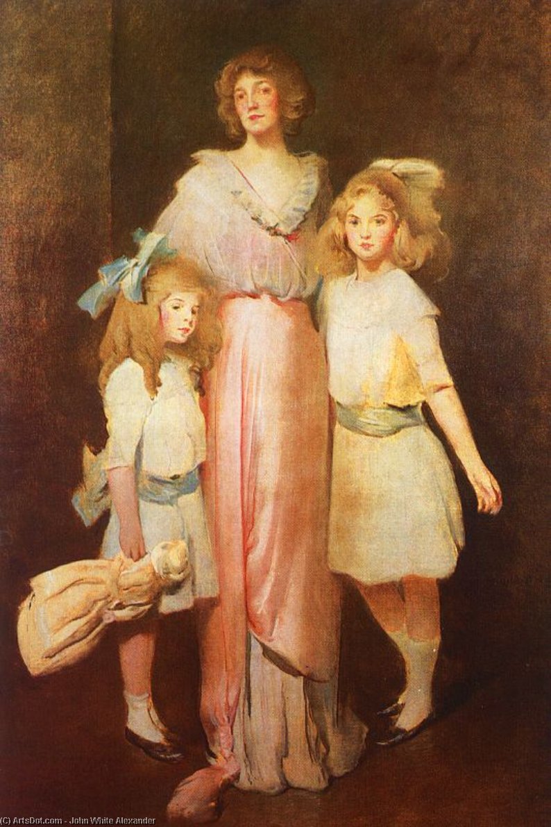 Wikioo.org – L'Enciclopedia delle Belle Arti - Pittura, Opere di John White Alexander - Sig ra . Daniels con due Bambini