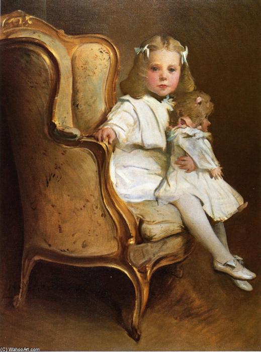 Wikioo.org – La Enciclopedia de las Bellas Artes - Pintura, Obras de arte de John White Alexander - retrato de un niña joven con ella muñeca