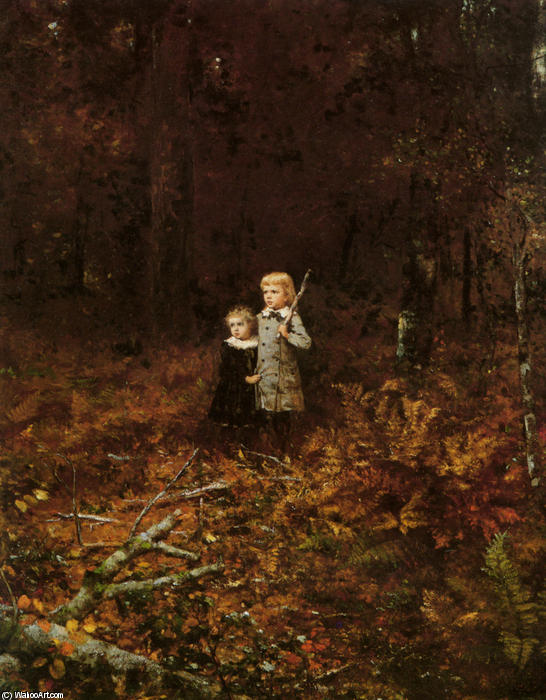 Wikioo.org - The Encyclopedia of Fine Arts - Painting, Artwork by Jonathan Eastman Johnson - Babies In The Woods