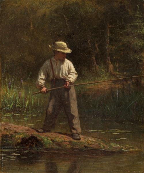 WikiOO.org – 美術百科全書 - 繪畫，作品 Jonathan Eastman Johnson - 男孩 钓鱼