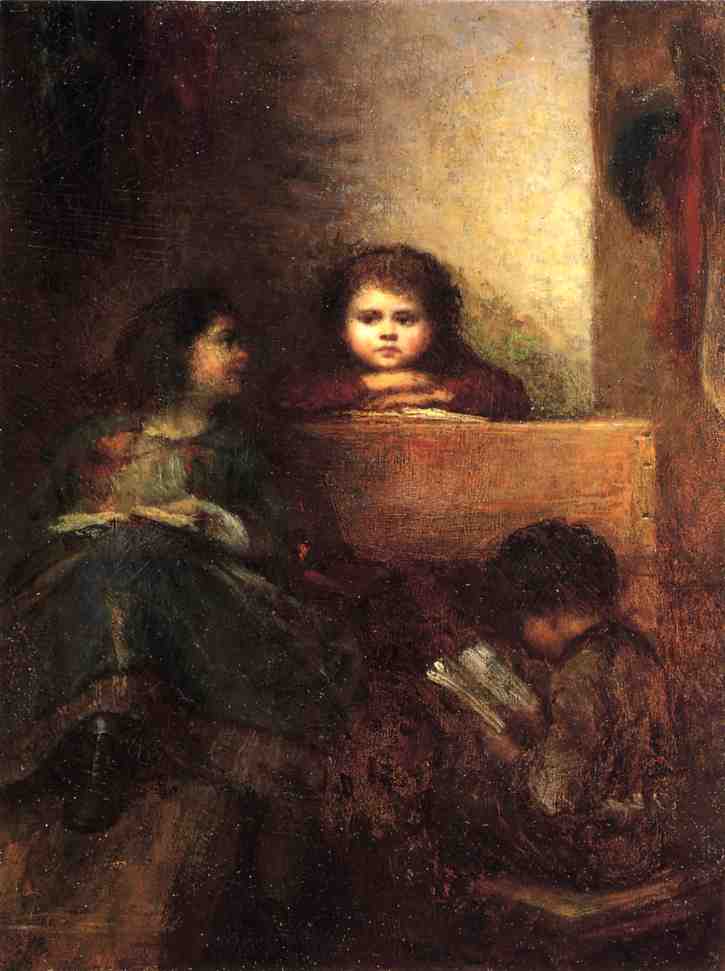 Wikioo.org - The Encyclopedia of Fine Arts - Painting, Artwork by Jonathan Eastman Johnson - Children Reading