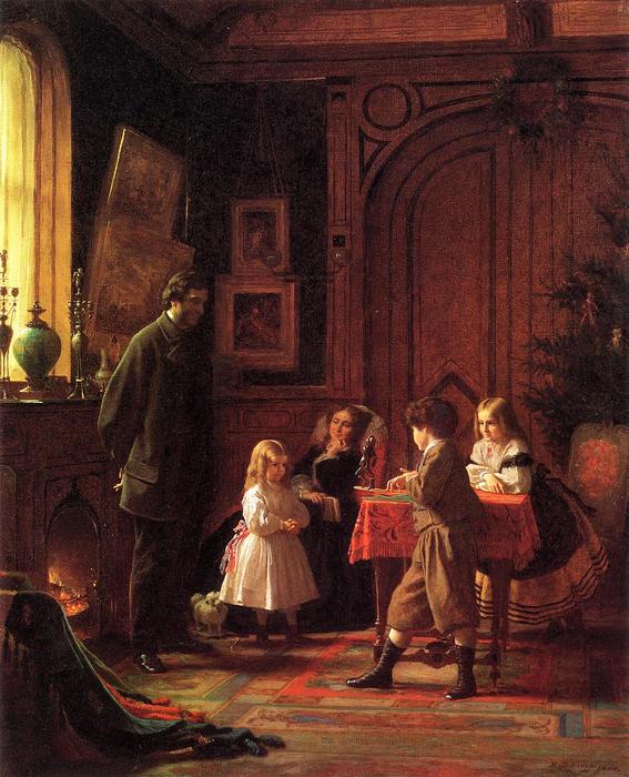Wikioo.org - The Encyclopedia of Fine Arts - Painting, Artwork by Jonathan Eastman Johnson - Christmas Time (aka The Blodgett Family)