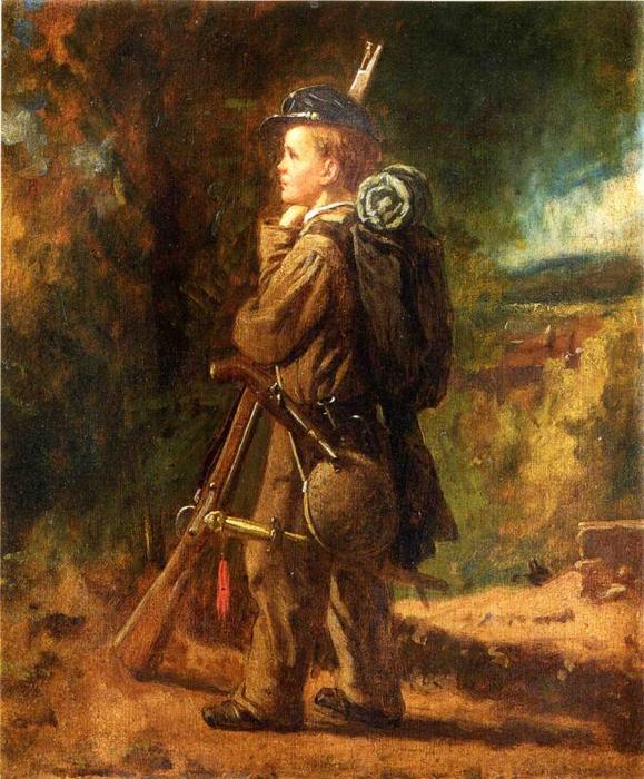 Wikioo.org - Encyklopedia Sztuk Pięknych - Malarstwo, Grafika Jonathan Eastman Johnson - Little Soldier