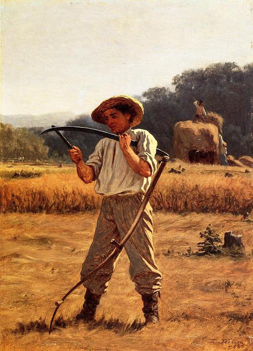 Wikioo.org - The Encyclopedia of Fine Arts - Painting, Artwork by Jonathan Eastman Johnson - Man with Scythe