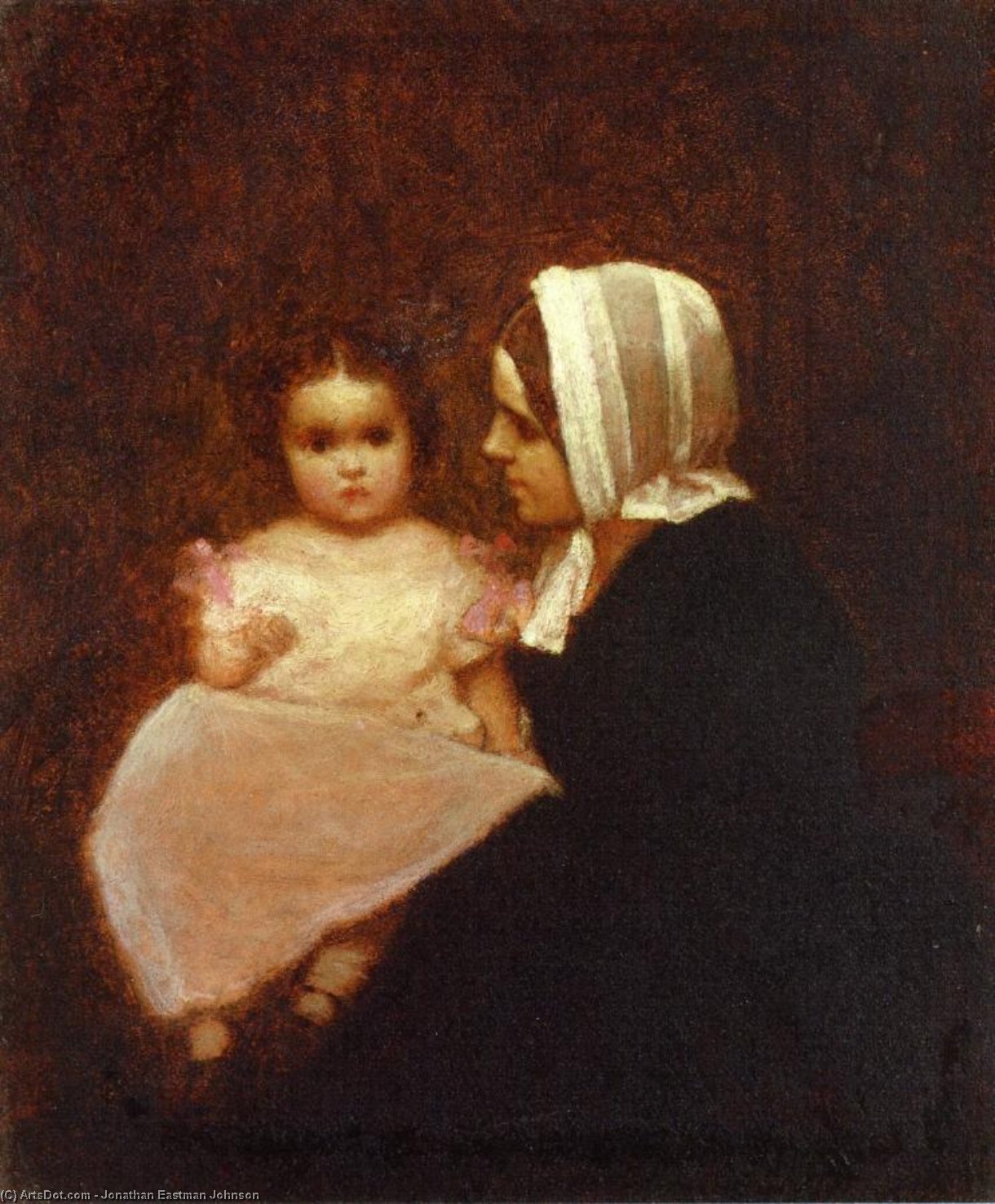 Wikioo.org - The Encyclopedia of Fine Arts - Painting, Artwork by Jonathan Eastman Johnson - Mother and Child 1