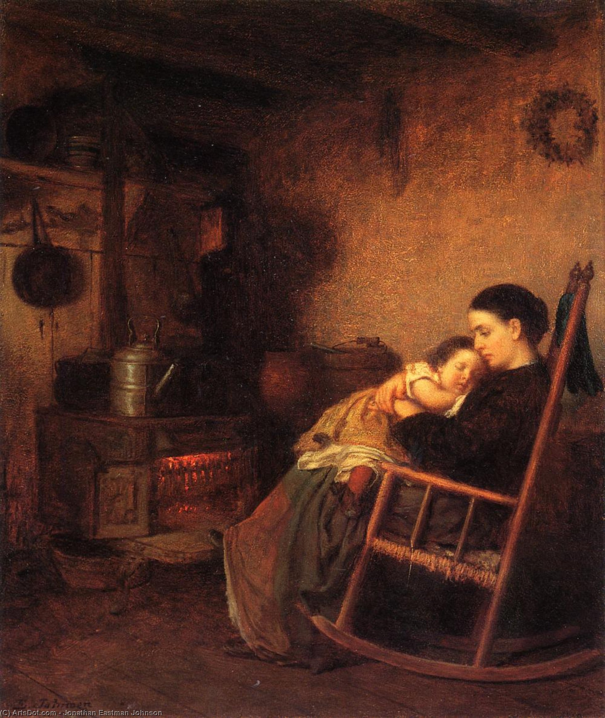 Wikioo.org - The Encyclopedia of Fine Arts - Painting, Artwork by Jonathan Eastman Johnson - Mother and Child