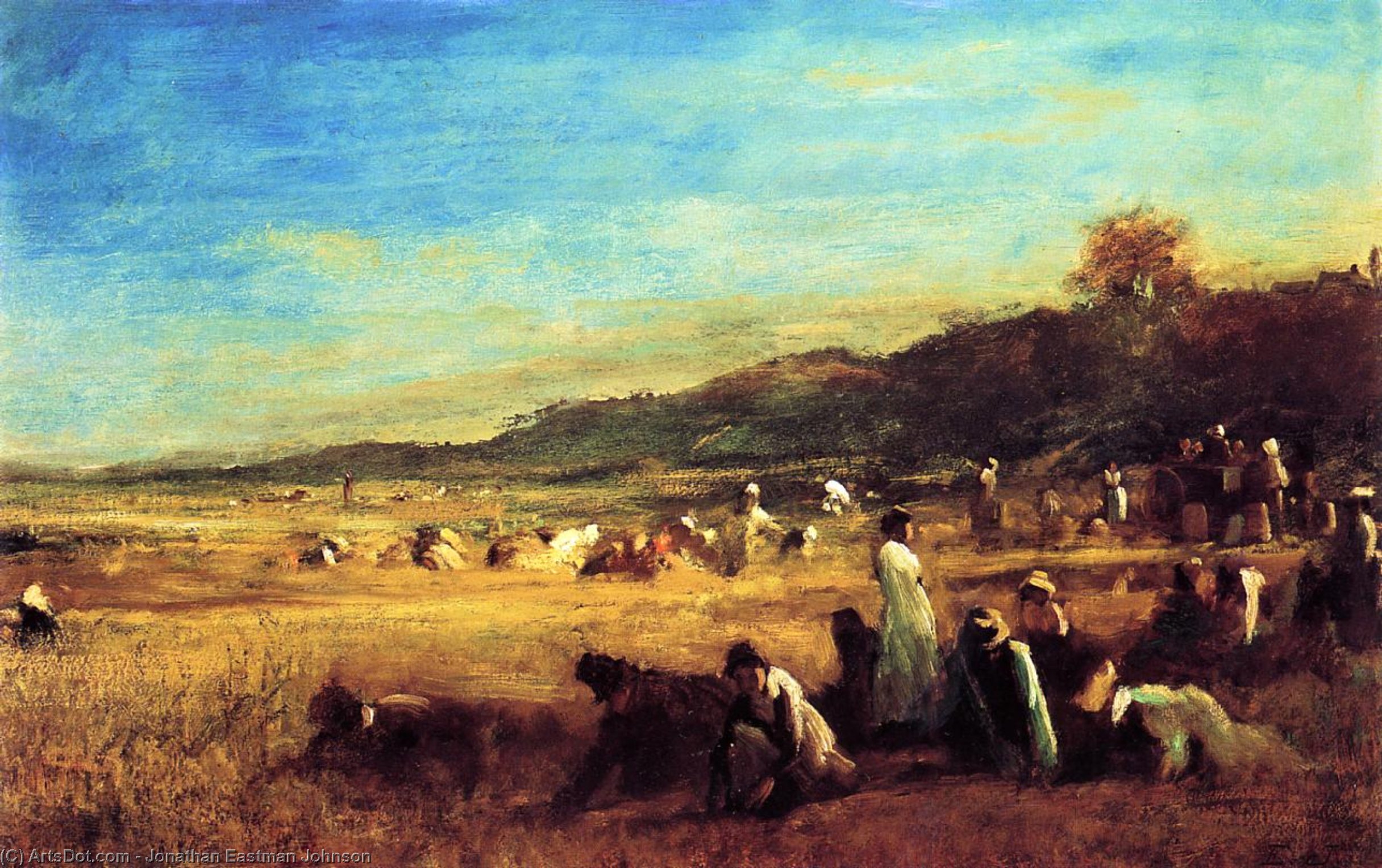 Wikioo.org - The Encyclopedia of Fine Arts - Painting, Artwork by Jonathan Eastman Johnson - Study for 'The Cranberry Harvest, Island of Nantucket'