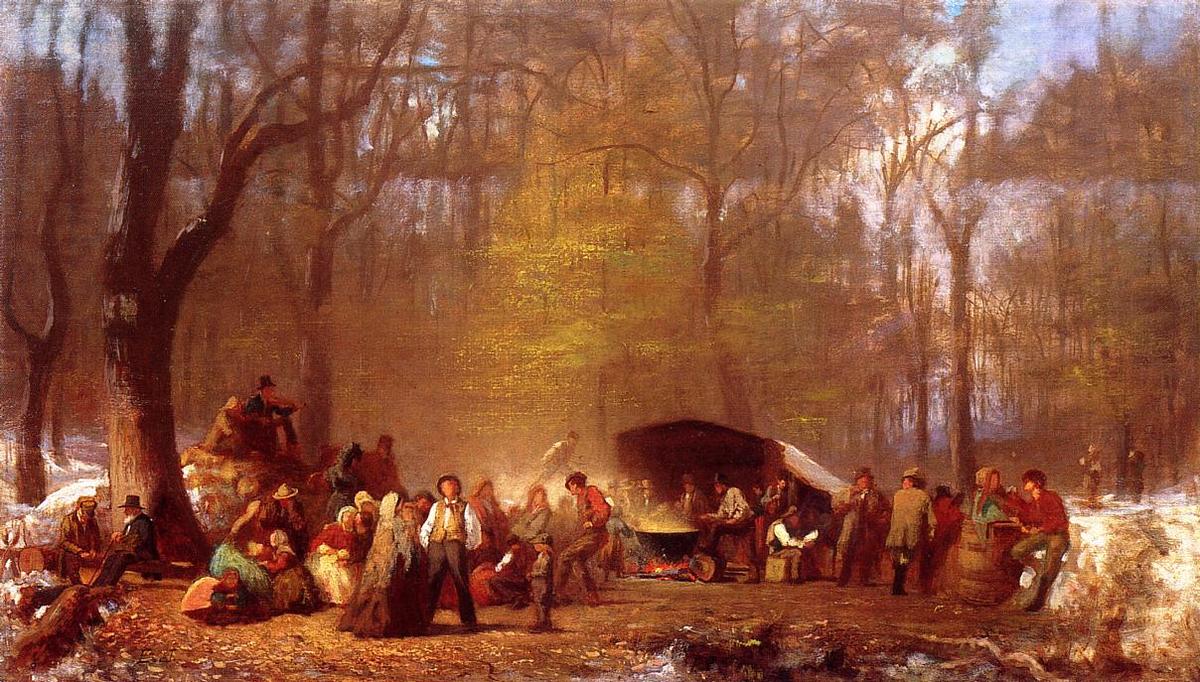 Wikioo.org - The Encyclopedia of Fine Arts - Painting, Artwork by Jonathan Eastman Johnson - Sugaring Off at the Camp, Fryeburg, Maine