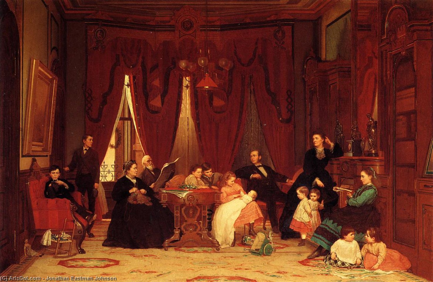 WikiOO.org - אנציקלופדיה לאמנויות יפות - ציור, יצירות אמנות Jonathan Eastman Johnson - The Hatch Family