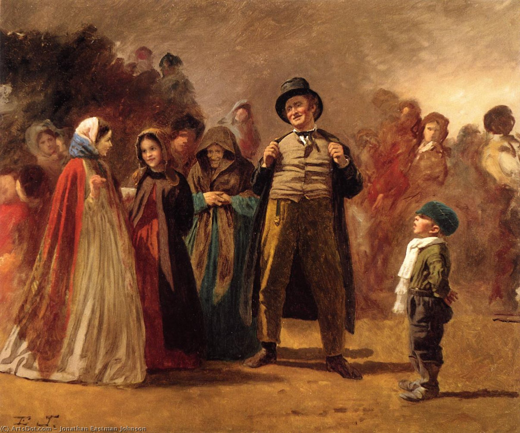 Wikioo.org - The Encyclopedia of Fine Arts - Painting, Artwork by Jonathan Eastman Johnson - The Story Teller of the Camp