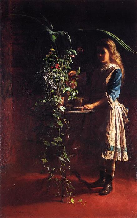 Wikioo.org - สารานุกรมวิจิตรศิลป์ - จิตรกรรม Jonathan Eastman Johnson - Watering Flowers