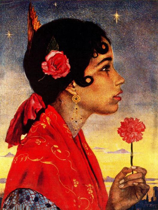 WikiOO.org - Encyclopedia of Fine Arts - Maleri, Artwork Jorge Apperley (George Owen Wynne Apperley) - Clavelina, the gypsy girl