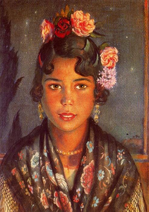 Wikioo.org - The Encyclopedia of Fine Arts - Painting, Artwork by Jorge Apperley (George Owen Wynne Apperley) - Concha, the gypsy girl