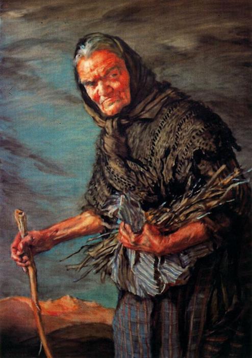 WikiOO.org - Encyclopedia of Fine Arts - Maleri, Artwork Jorge Apperley (George Owen Wynne Apperley) - Juana the witch collecting firewood