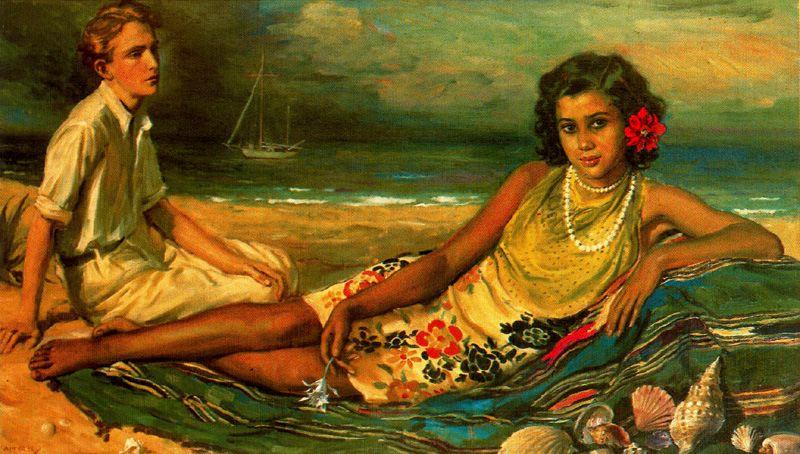 Wikioo.org - The Encyclopedia of Fine Arts - Painting, Artwork by Jorge Apperley (George Owen Wynne Apperley) - Sea Idyll (Tahiti)