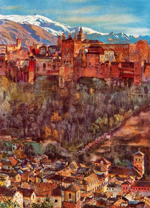 Wikioo.org - The Encyclopedia of Fine Arts - Painting, Artwork by Jorge Apperley (George Owen Wynne Apperley) - The Alhambra from my studio