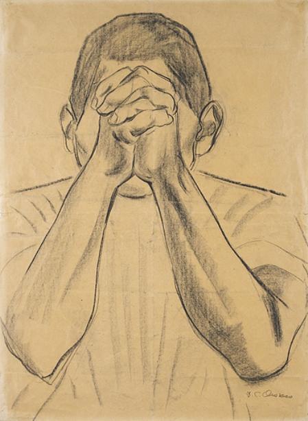 WikiOO.org - 백과 사전 - 회화, 삽화 Jose Clemente Orozco - Figure with Hands Clasped before Face