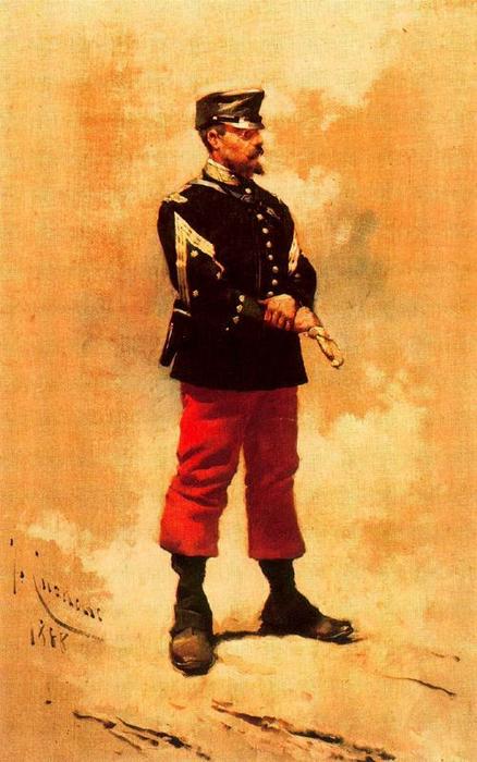 Wikioo.org - The Encyclopedia of Fine Arts - Painting, Artwork by Josep Cusachs I - Captain In Battle Uniform