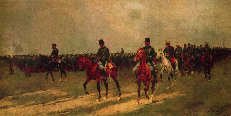Wikioo.org - The Encyclopedia of Fine Arts - Painting, Artwork by Josep Cusachs I - Cavalry And Infantry