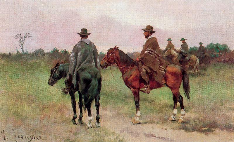 Wikioo.org - The Encyclopedia of Fine Arts - Painting, Artwork by Josep Cusachs I - Cowboys