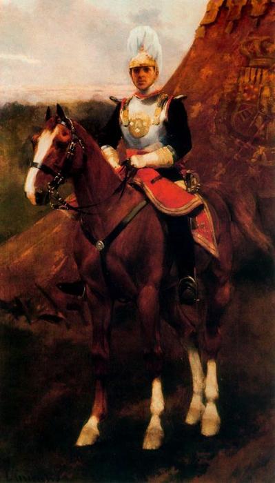 WikiOO.org - Encyclopedia of Fine Arts - Maleri, Artwork Josep Cusachs I - Equestrian Portrait Of S.M. Alfonso Xiii