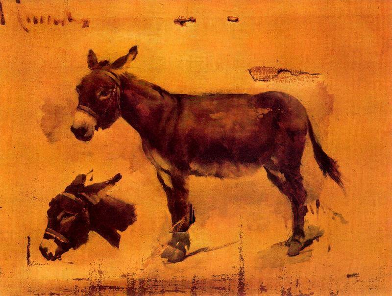 WikiOO.org - Encyclopedia of Fine Arts - Maleri, Artwork Josep Cusachs I - Studies Of Donkeys