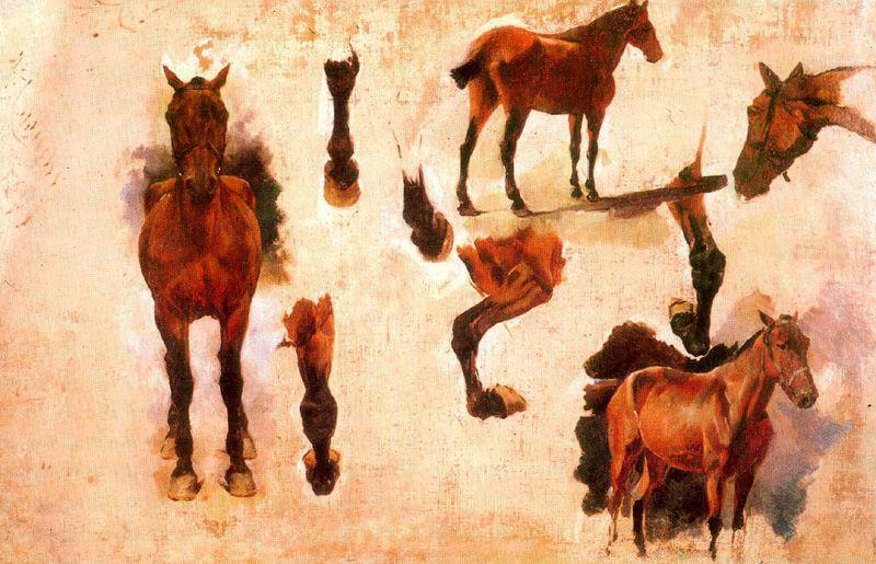 WikiOO.org - Encyclopedia of Fine Arts - Maleri, Artwork Josep Cusachs I - Study Of Horses
