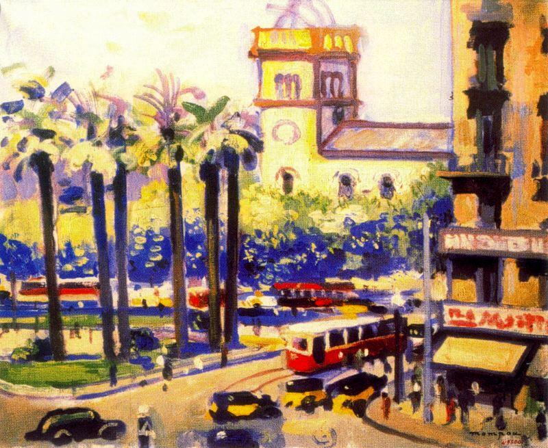 WikiOO.org - Encyclopedia of Fine Arts - Målning, konstverk Josep Mompou Dencausse - Barcelona. Plaza Universitat