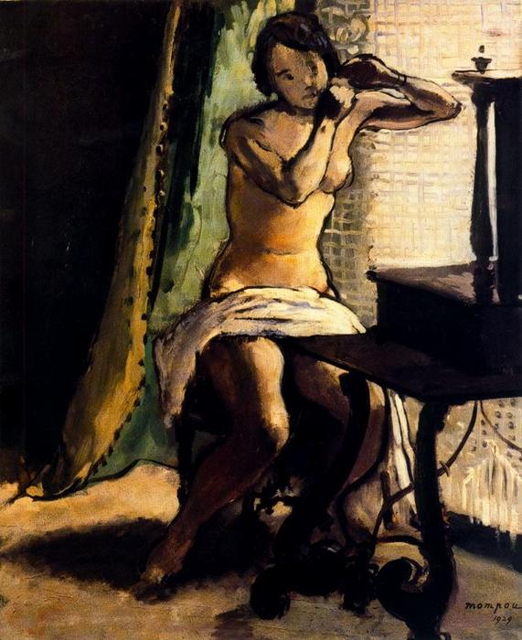 Wikioo.org – La Enciclopedia de las Bellas Artes - Pintura, Obras de arte de Josep Mompou Dencausse - desnudo a ella tocador