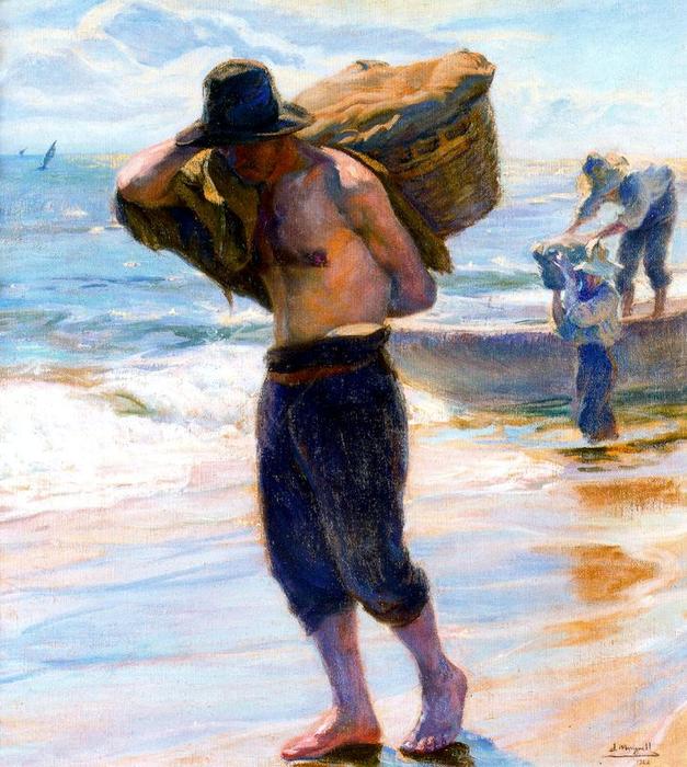 Wikioo.org - The Encyclopedia of Fine Arts - Painting, Artwork by José Mongrell Torrent - Fishermen 1