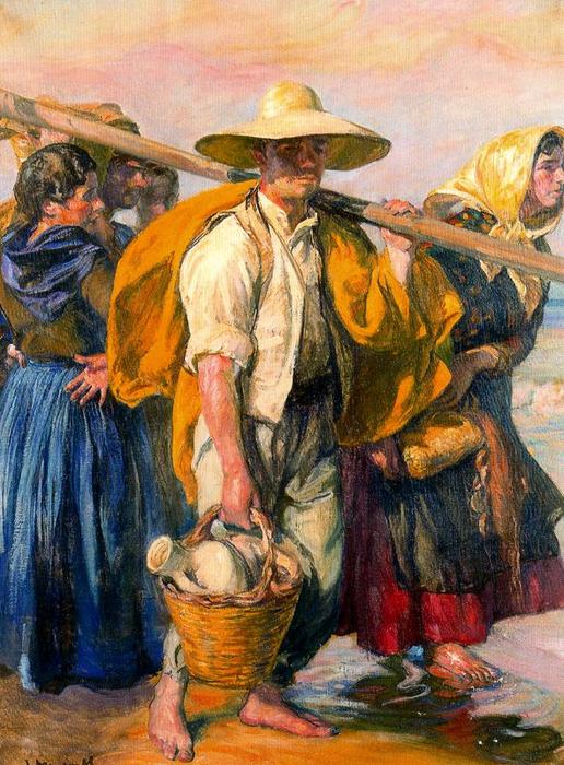 WikiOO.org - Encyclopedia of Fine Arts - Maleri, Artwork José Mongrell Torrent - Fishermen 2