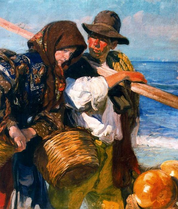 Wikioo.org - สารานุกรมวิจิตรศิลป์ - จิตรกรรม José Mongrell Torrent - Fishermen