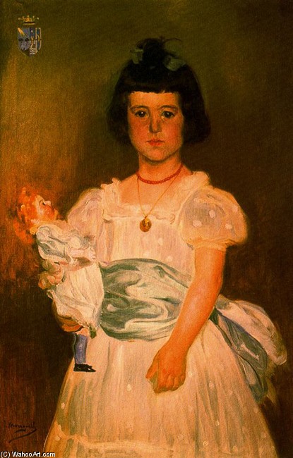 WikiOO.org - Енциклопедия за изящни изкуства - Живопис, Произведения на изкуството José Mongrell Torrent - Portrait Of Doña María Teresa De Piniés Y Roca De Togores