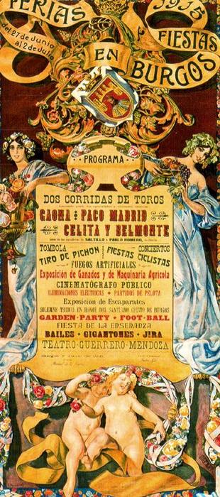 WikiOO.org - Encyclopedia of Fine Arts - Maleri, Artwork José Mongrell Torrent - Poster For ''ferias Y Fiestas En Burgos''